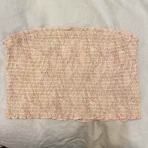 Cotton Candy LA | white and mauve pattern tube top with small ruffle detail